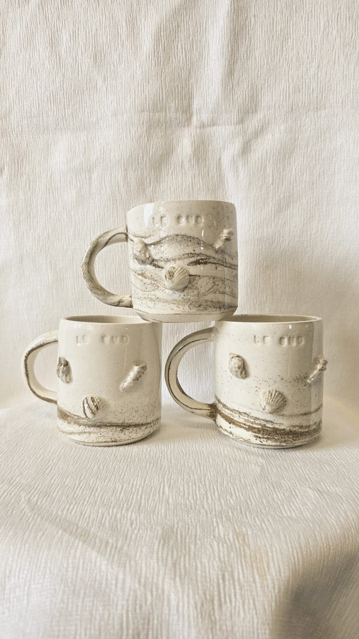 trio tasse le sud coquillage